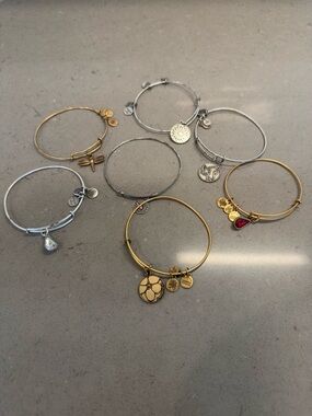 Alex and Ani Gold and Silver Charm Bangle Bracelet Set